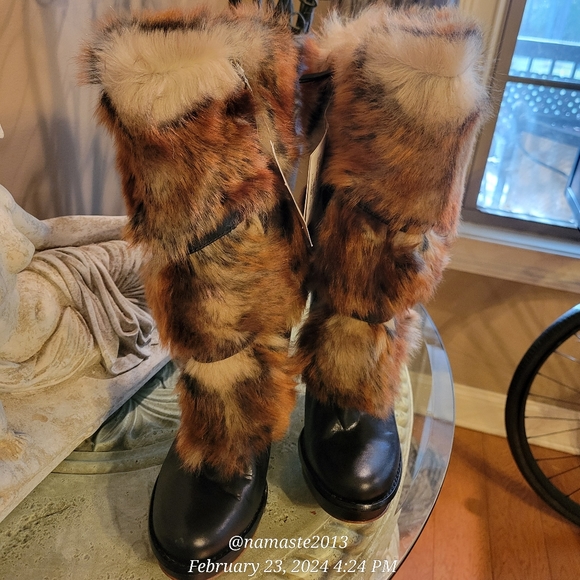 Ugg Foxly Leather Lamb Fur Boots Platform Luxury Designer S/N 1001320 NEW #728 - Picture 7 of 17